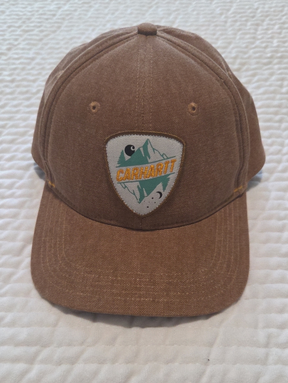 Carhartt Tan Mountain Badge Cap with Yellow Logo